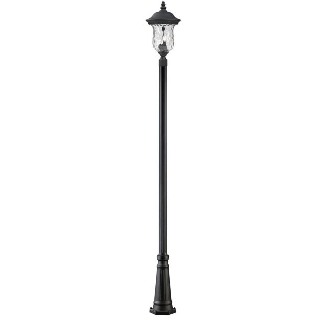 Z-Lite Lighting 533PHB-519P-BK Armstrong 3 Light 118 inch Tall Outdoor Post Mounted Fixture in Black with Clear Waterglass
