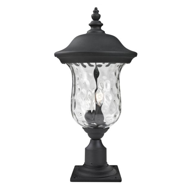 Z-Lite Lighting 533PHB-533PM-BK Armstrong 3 Light 26 inch Tall Outdoor Pier Mounted Fixture in Black with Clear Waterglass