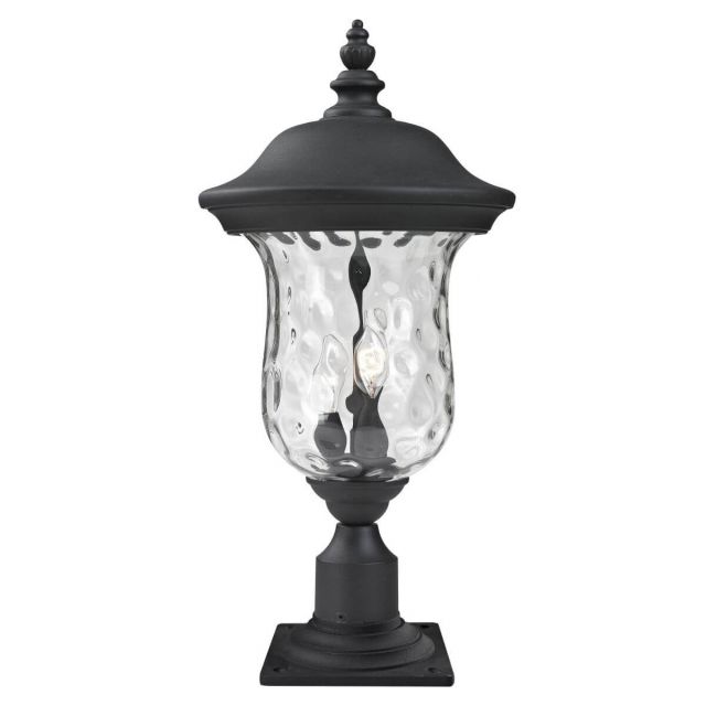 Z-Lite Lighting 533PHM-533PM-BK Armstrong 2 Light 23 inch Tall Outdoor Pier Mounted Fixture in Black with Clear Waterglass