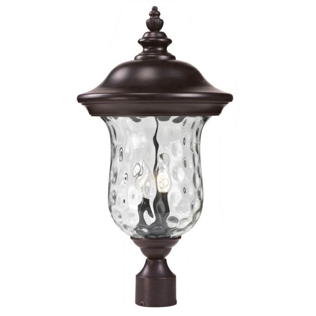 Z-Lite Lighting 533PHM-RBRZ Armstrong 2 Light 21 inch Tall Outdoor Post Mounted Fixture in Bronze with Clear Waterglass