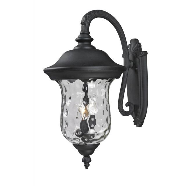 Z-Lite Lighting 534B-BK Armstrong 3 Light 24 inch Tall Outdoor Wall Light in Black with Clear Waterglass