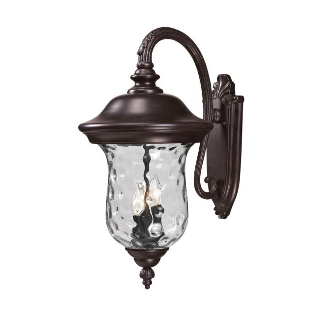 Z-Lite Lighting 534B-RBRZ Armstrong 3 Light 24 inch Tall Outdoor Wall Light in Bronze with Clear Waterglass