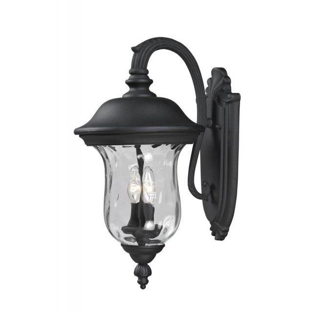 Z-Lite Lighting 534M-BK Armstrong 2 Light 20 inch Tall Outdoor Wall Light in Black with Clear Waterglass