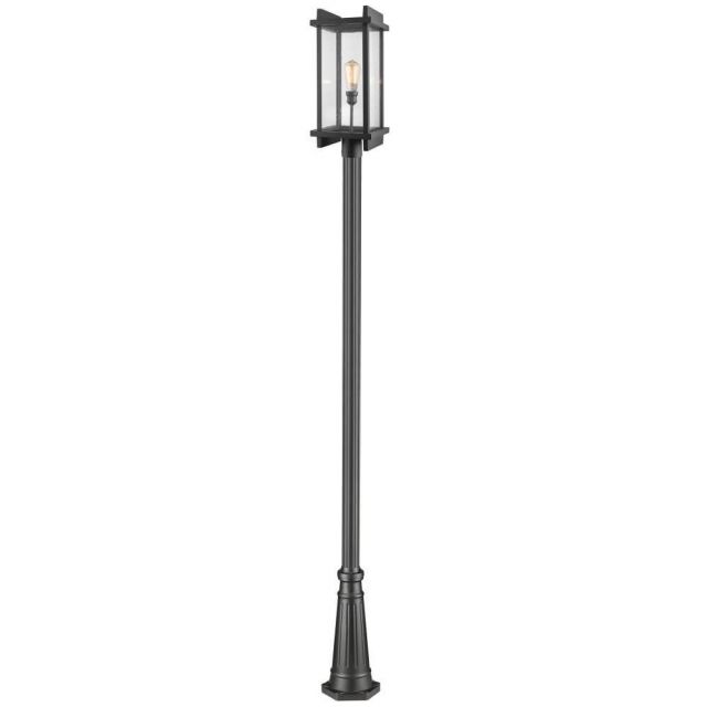 Z-Lite Fallow 1 Light 119 Inch Tall Outdoor Post Light In Black With Clear Seedy Glass Shade 565PHBR-519P-BK
