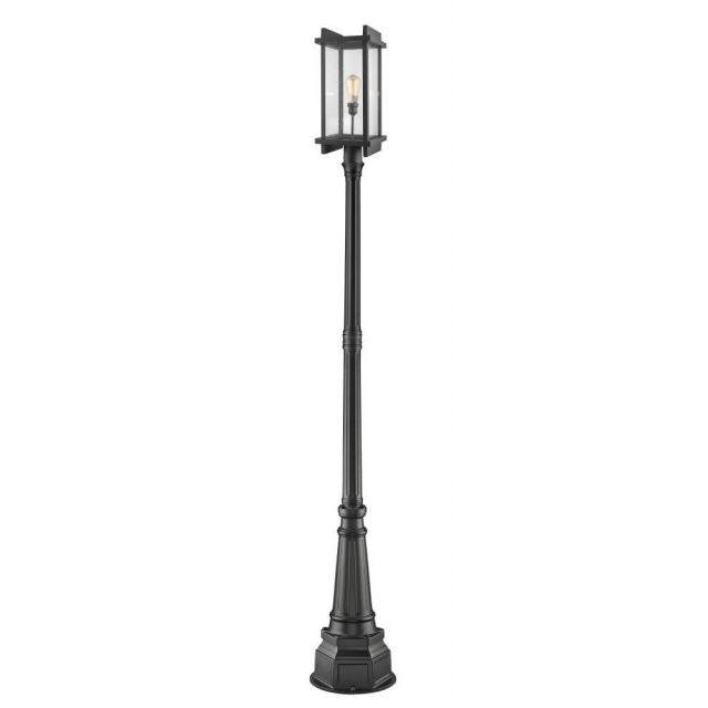 Z-Lite Fallow 1 Light 108 Inch Tall Outdoor Post Light In Black With Clear Seedy Glass Shade 565PHBR-564P-BK