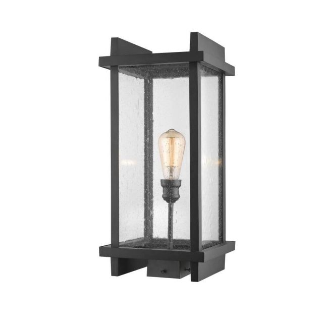 Z-Lite Fallow 1 Light 22 Inch Tall Outdoor Post Light In Black With Clear Seedy Glass Shade 565PHBS-BK