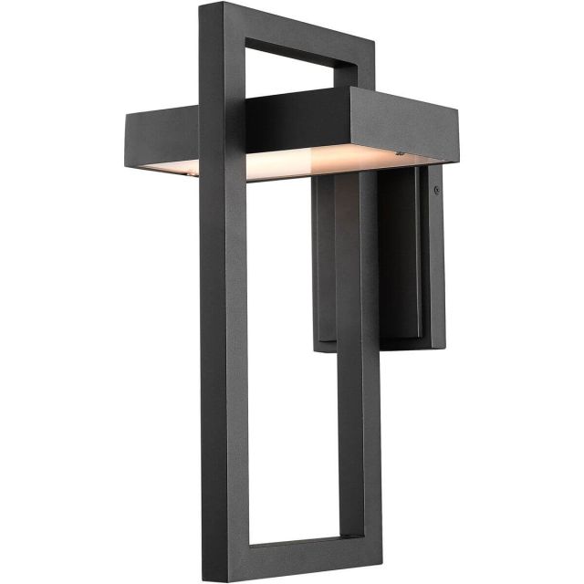 Z-Lite 566B-BK-LED Luttrel 1 Light 18 Inch Tall LED Light Outdoor Wall Light In Black With Frosted Glass Shade