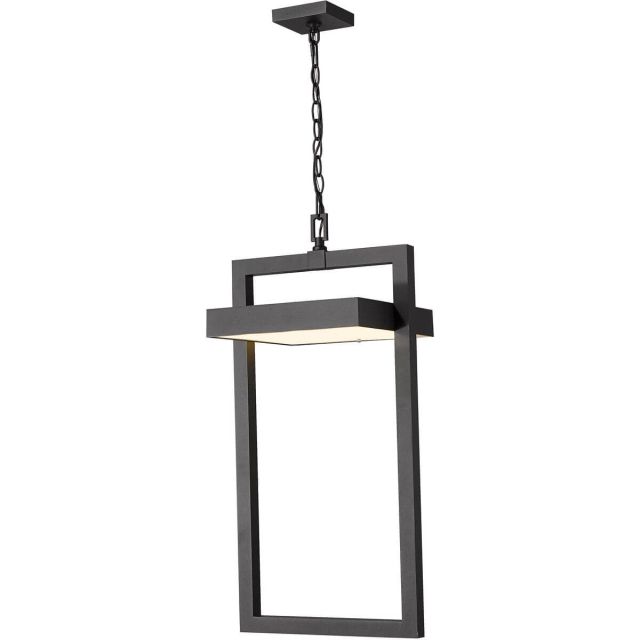 Z-Lite Lighting 566CHXL-BK-LED Luttrel 1 Light 12 Inch LED Outdoor Chain Mount Ceiling Fixture in Black with Sand Blast Glass