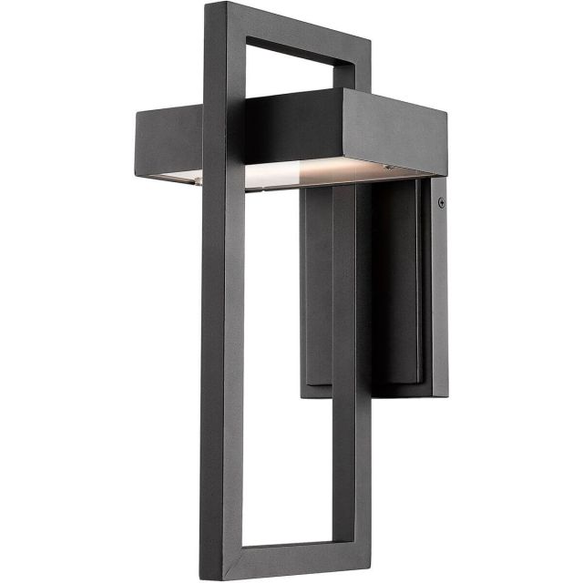 Z-Lite 566M-BK-LED Luttrel 1 Light 15 Inch Tall LED Light Outdoor Wall Light In Black With Frosted Glass Shade