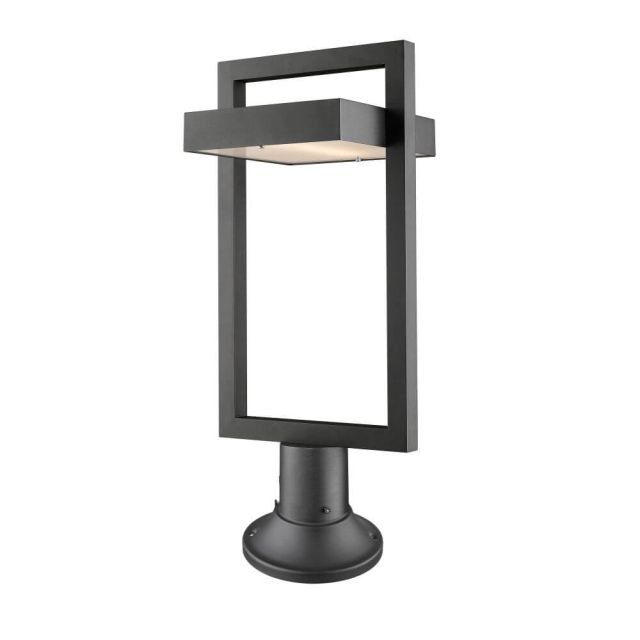 Z-Lite 566PHBR-553PM-BK-LED Luttrel 1 Light 26 Inch Tall LED Light Outdoor Pier Fixture In Black With Frosted Glass Shade