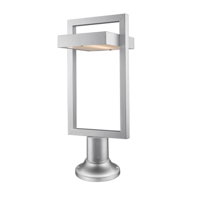 Z-Lite 566PHBR-553PM-SL-LED Luttrel 1 Light 26 Inch Tall LED Light Outdoor Pier Fixture In Silver With Frosted Glass Shade
