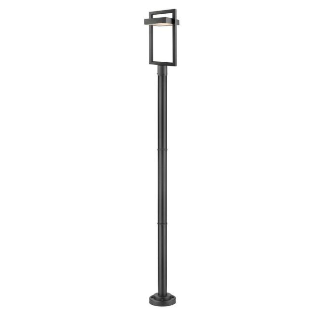 Z-Lite 566PHBR-567P-BK-LED Luttrel 1 Light 97 Inch Tall LED Light Outdoor Post Light In Black With Frosted Glass Shade