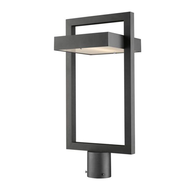 Z-Lite 566PHBR-BK-LED Luttrel 1 Light 22 Inch Tall LED Light Outdoor Post Light In Black With Frosted Glass Shade