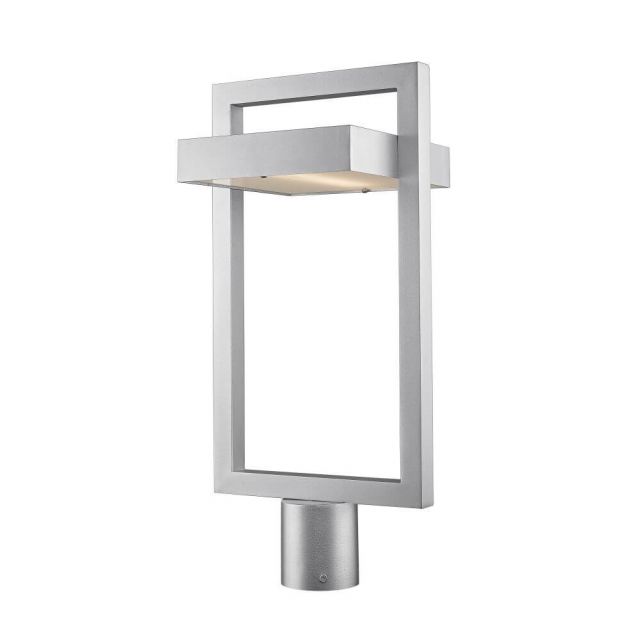 Z-Lite 566PHBR-SL-LED Luttrel 1 Light 22 Inch Tall LED Light Outdoor Post Light In Silver With Frosted Glass Shade