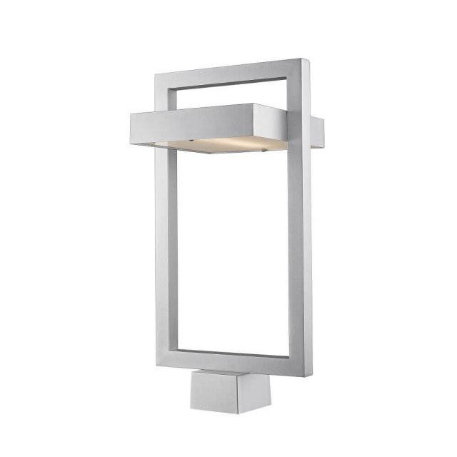 Z-Lite 566PHBS-SL-LED Luttrel 1 Light 22 Inch Tall LED Light Outdoor Post Light In Silver With Frosted Glass Shade