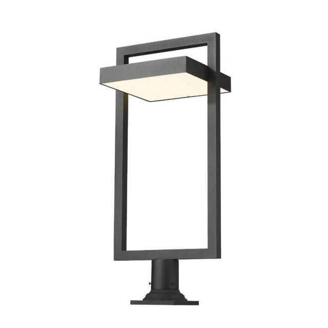 Z-Lite Lighting 566PHXLR-533PM-BK-LE Luttrel 1 Light 33 Inch Tall LED Outdoor Pier Mounted Fixture in Black with Sand Blast Glass