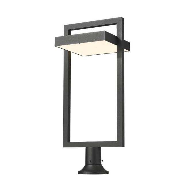 Z-Lite Lighting 566PHXLR-553PM-BK-LE Luttrel 1 Light 33 Inch Tall LED Outdoor Pier Mounted Fixture in Black with Sand Blast Glass