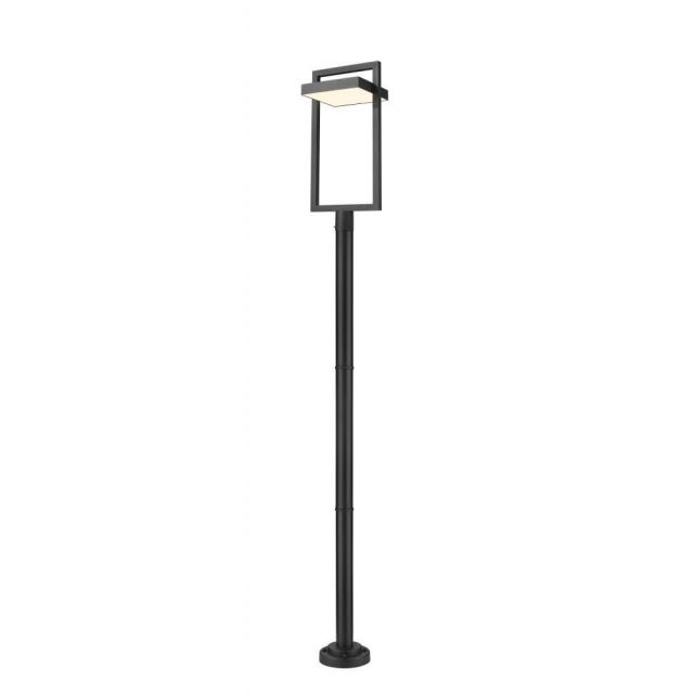 Z-Lite Lighting 566PHXLR-567P-BK-LED Luttrel 1 Light 104 Inch Tall LED Outdoor Post Mounted Fixture in Black with Sand Blast Glass