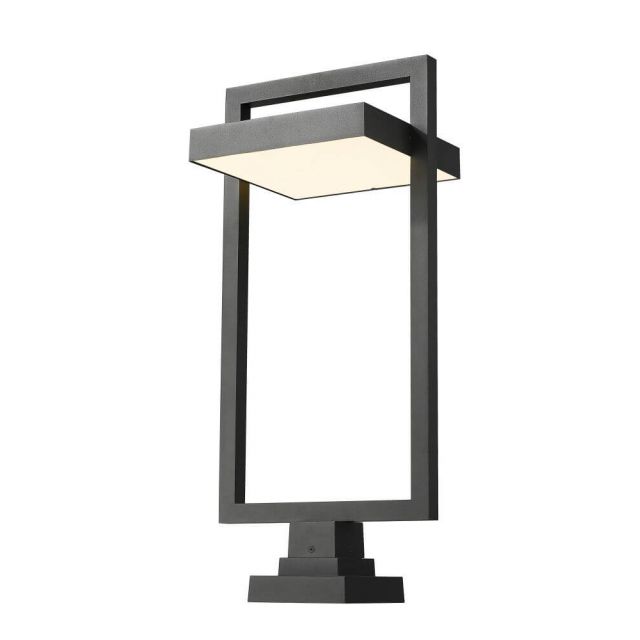 Z-Lite Lighting 566PHXLS-SQPM-BK-LED Luttrel 1 Light 32 Inch Tall LED Outdoor Pier Mounted Fixture in Black with Sand Blast Glass
