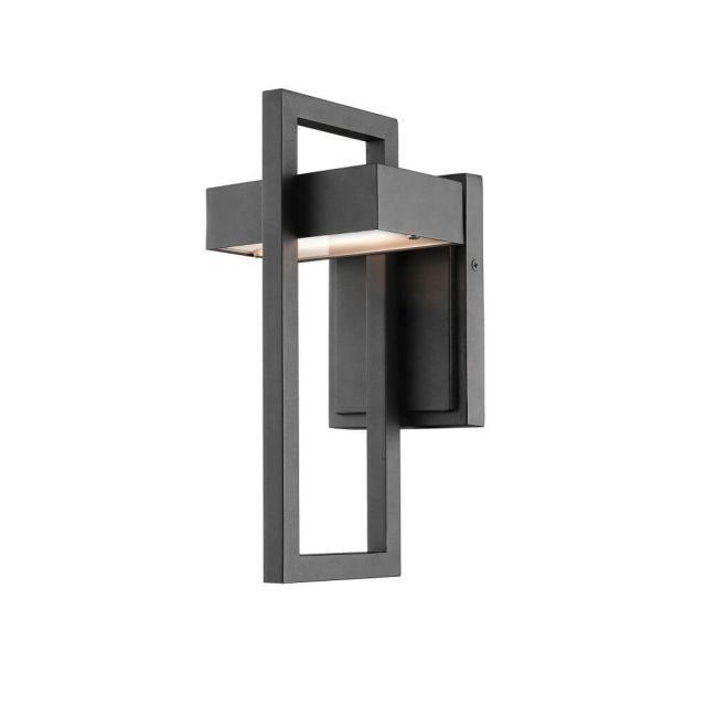 Z-Lite 566S-BK-LED Luttrel 1 Light 12 Inch Tall LED Light Outdoor Wall Light In Black With Frosted Glass Shade