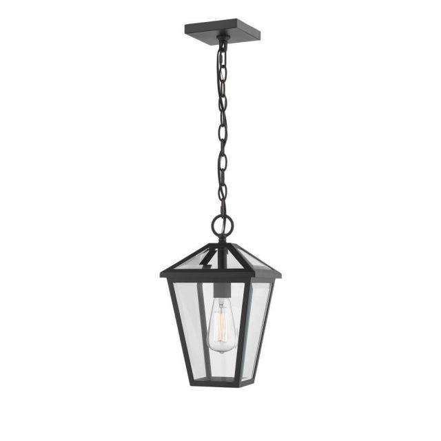 Z-Lite Talbot 1 Light 8 Inch Outdoor Chain Mount Ceiling Fixture in Black with Clear Beveled Glass 579CHM-BK