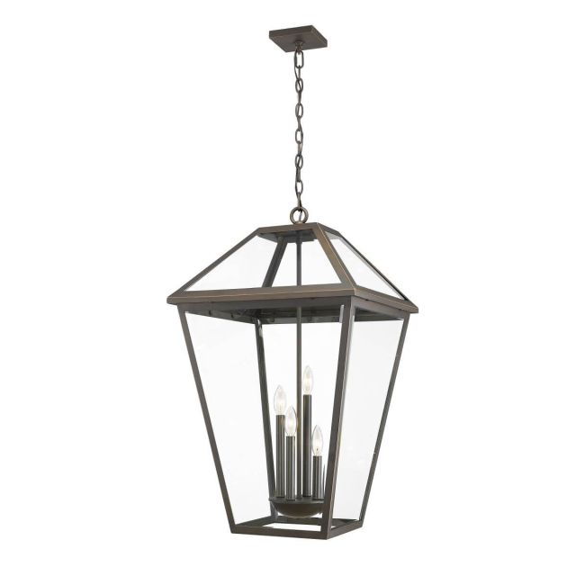 Z-Lite Lighting Talbot 4 Light 20 Inch Outdoor Chain Mount Ceiling Fixture in Oil Rubbed Bronze with Seedy Glass 579CHXLX-ORB