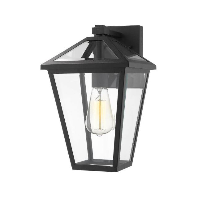 Z-Lite Talbot 1 Light 13 Inch Tall Outdoor Wall Light in Black with Clear Beveled Glass 579M-BK