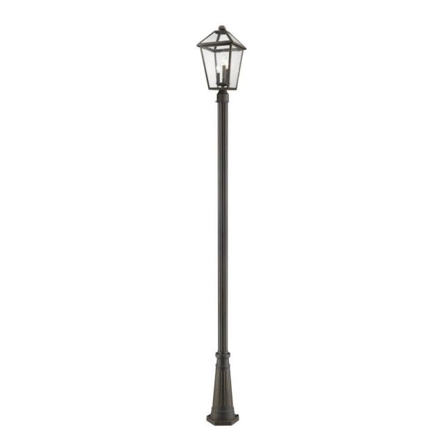 Z-Lite Talbot 3 Light 114 Inch Tall Outdoor Post Mount Light in Rubbed Bronze with Seedy Glass 579PHBR-519P-ORB