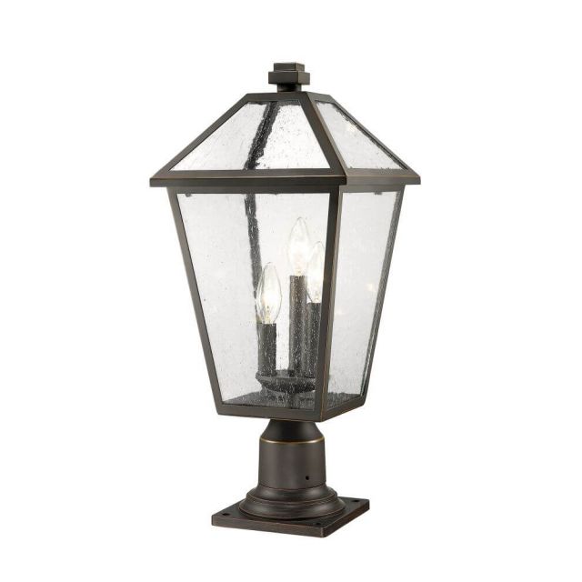 Z-Lite Talbot 3 Light 22 Inch Tall Outdoor Pier Mount Light in Rubbed Bronze with Seedy Glass 579PHBR-533PM-ORB