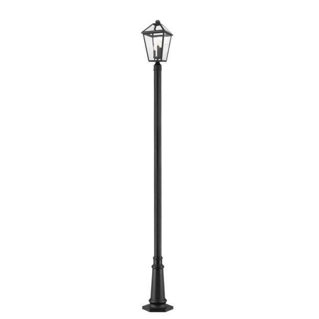 Z-Lite Talbot 3 Light 114 Inch Tall Outdoor Post Mount Light in Black with Clear Beveled Glass 579PHBR-557P-BK