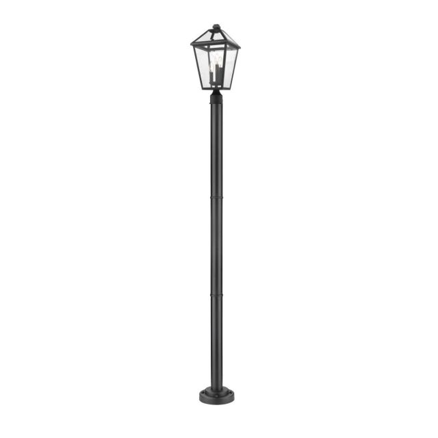 Z-Lite Lighting Talbot 3 Light 100 inch Tall Outdoor Post Mount in Black with Clear Beveled Glass 579PHBR-567P-BK