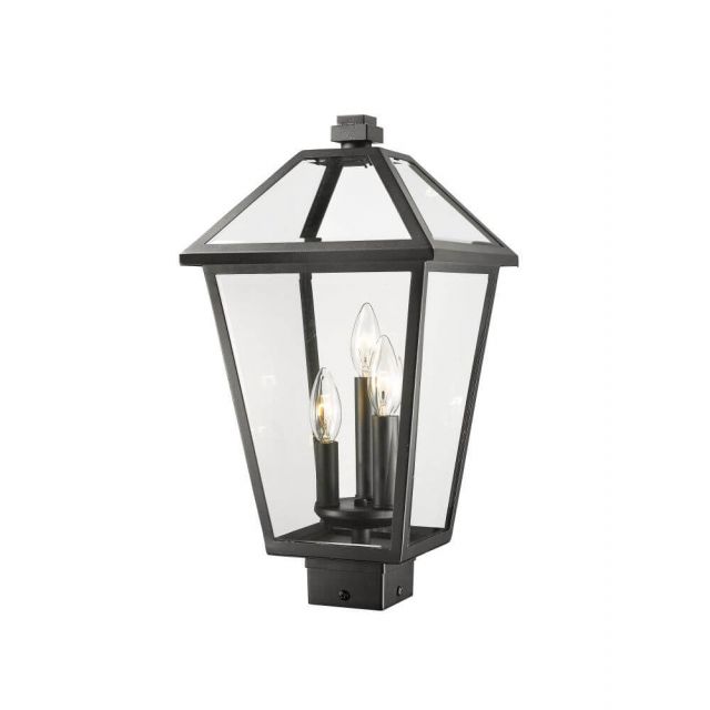 Z-Lite Talbot 3 Light 19 Inch Tall Outdoor Post Mount Light in Black with Clear Beveled Glass 579PHBS-BK