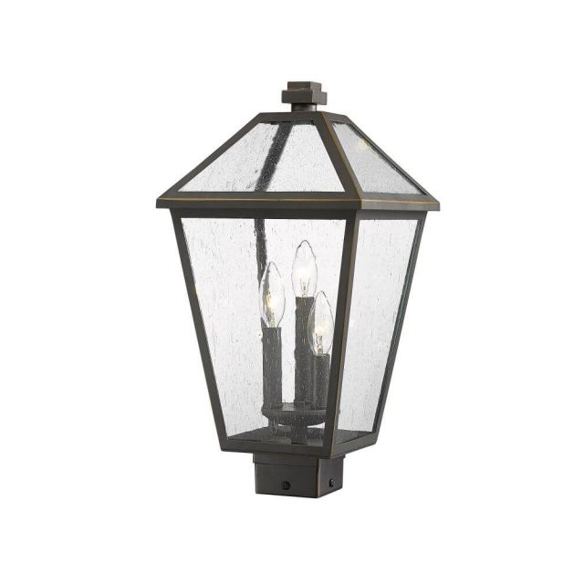 Z-Lite Talbot 3 Light 19 Inch Tall Outdoor Post Mount Light in Rubbed Bronze with Seedy Glass 579PHBS-ORB