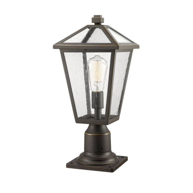 Z-Lite Talbot 1 Light 18 Inch Tall Outdoor Pier Mount Light in Rubbed Bronze with Seedy Glass 579PHMR-533PM-ORB
