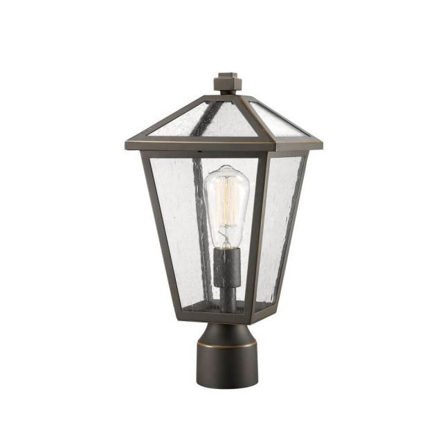 Z-Lite Talbot 1 Light 17 Inch Tall Outdoor Post Mount Light in Rubbed Bronze with Seedy Glass 579PHMR-ORB