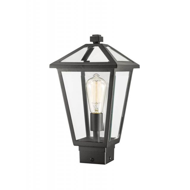 Z-Lite Talbot 1 Light 15 Inch Tall Outdoor Post Mount Light in Black with Clear Beveled Glass 579PHMS-BK