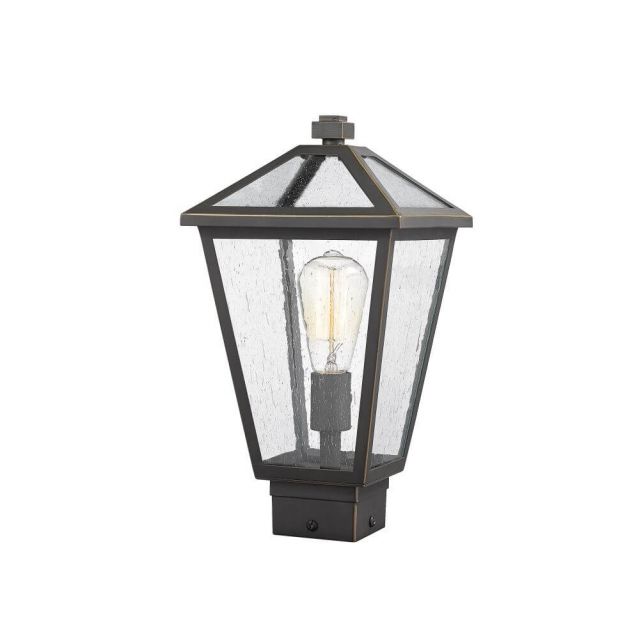Z-Lite Talbot 1 Light 15 Inch Tall Outdoor Post Mount Light in Rubbed Bronze with Seedy Glass 579PHMS-ORB
