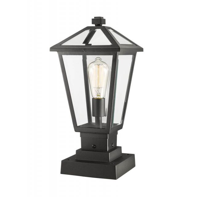 Z-Lite Talbot 1 Light 18 Inch Tall Outdoor Pier Mount Light in Black with Clear Beveled Glass 579PHMS-SQPM-BK