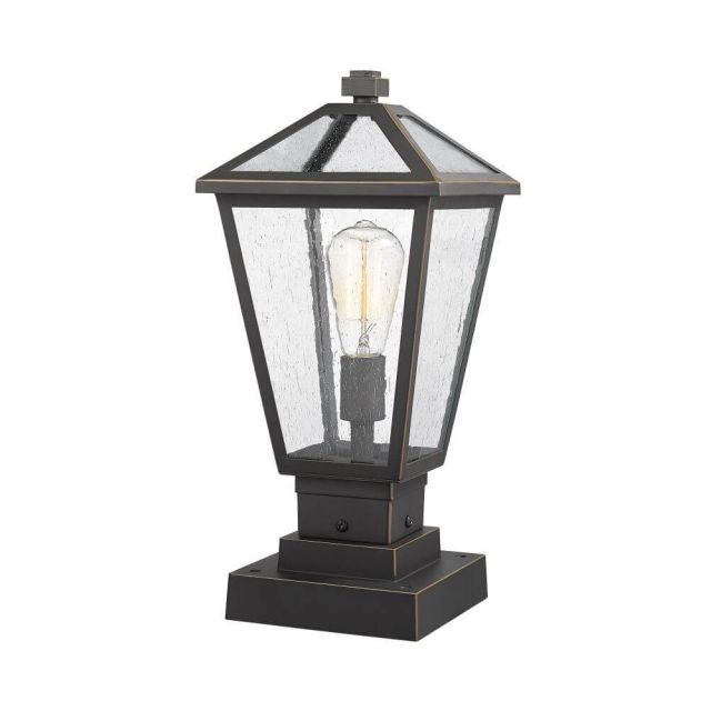 Z-Lite Talbot 1 Light 18 Inch Tall Outdoor Pier Mount Light in Rubbed Bronze with Seedy Glass 579PHMS-SQPM-ORB