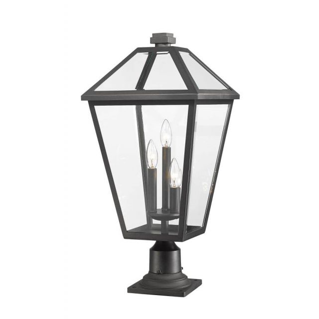 Z-Lite Talbot 3 Light 26 Inch Tall Outdoor Pier Mount Light in Black with Clear Beveled Glass 579PHXLR-533PM-BK