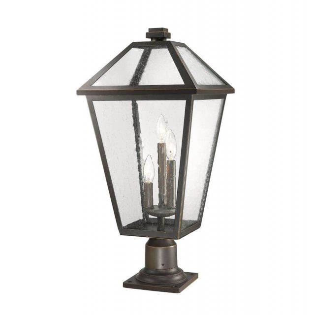 Z-Lite Talbot 3 Light 26 Inch Tall Outdoor Pier Mount Light in Rubbed Bronze with Seedy Glass 579PHXLR-533PM-ORB