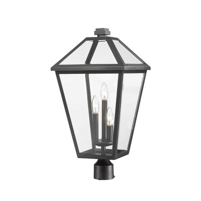Z-Lite Talbot 3 Light 24 Inch Tall Outdoor Post Mount Light in Black with Clear Beveled Glass 579PHXLR-BK