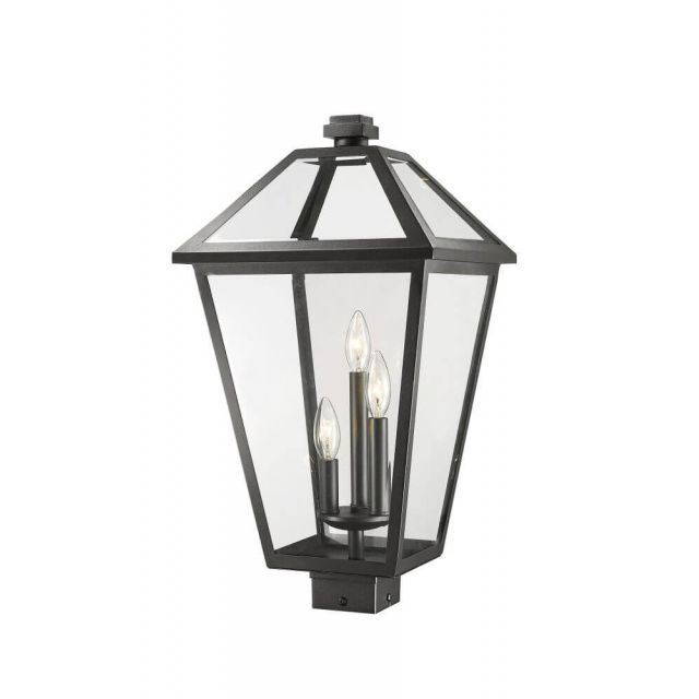 Z-Lite Talbot 3 Light 23 Inch Tall Outdoor Post Mount Light in Black with Clear Beveled Glass 579PHXLS-BK