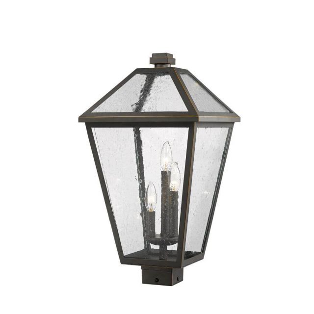 Z-Lite Talbot 3 Light 23 Inch Tall Outdoor Post Mount Light in Rubbed Bronze with Seedy Glass 579PHXLS-ORB