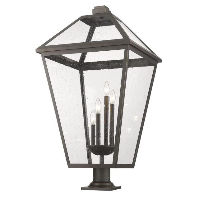 Z-Lite Lighting Talbot 4 Light 37 inch Tall Outdoor Pier Mount in Oil Rubbed Bronze with Seedy Glass 579PHXLXR-533PM-ORB