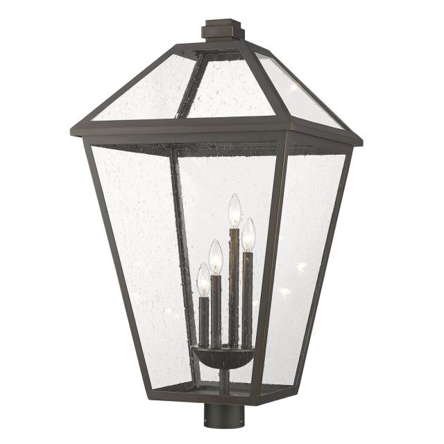 Z-Lite Lighting Talbot 4 Light 34 Inch Tall Outdoor Post Mount in Oil Rubbed Bronze with Seedy Glass 579PHXLXR-ORB