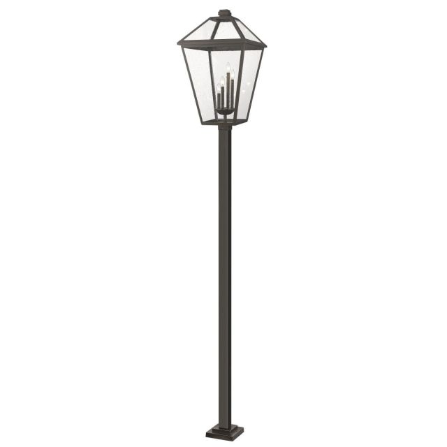 Z-Lite Lighting Talbot 4 Light 128 Inch Tall Outdoor Post Mount in Oil Rubbed Bronze with Seedy Glass 579PHXLXS-536P-ORB