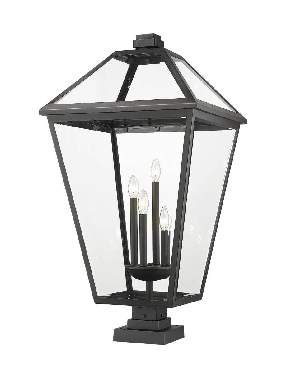 Z-Lite Lighting Talbot 4 Light 37 inch Tall Outdoor Pier Mount in Black with Clear Beveled Glass 579PHXLXS-SQPM-BK