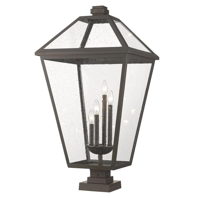 Z-Lite Lighting Talbot 4 Light 37 inch Tall Outdoor Pier Mount in Oil Rubbed Bronze with Seedy Glass 579PHXLXS-SQPM-ORB