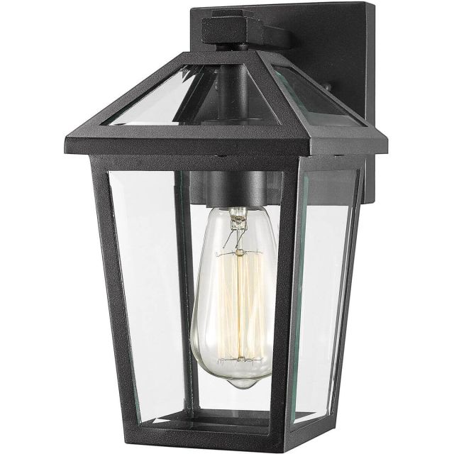 Z-Lite Talbot 1 Light 11 Inch Tall Outdoor Wall Light in Black with Clear Beveled Glass 579S-BK
